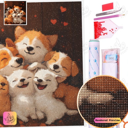 Artdiystudio Puppy Pile Of Happiness Diy Diamond Painting Kit A Joyful Craft For Dog Lovers 2