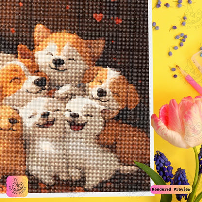 Artdiystudio Puppy Pile Of Happiness Diy Diamond Painting Kit A Joyful Craft For Dog Lovers 4