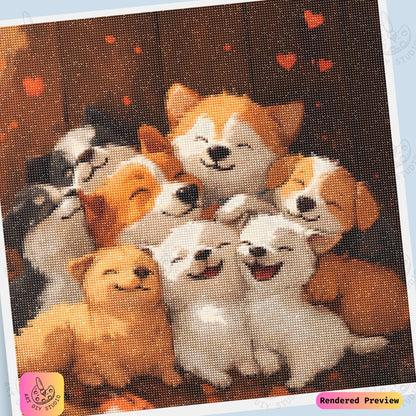 Artdiystudio Puppy Pile Of Happiness Diy Diamond Painting Kit A Joyful Craft For Dog Lovers