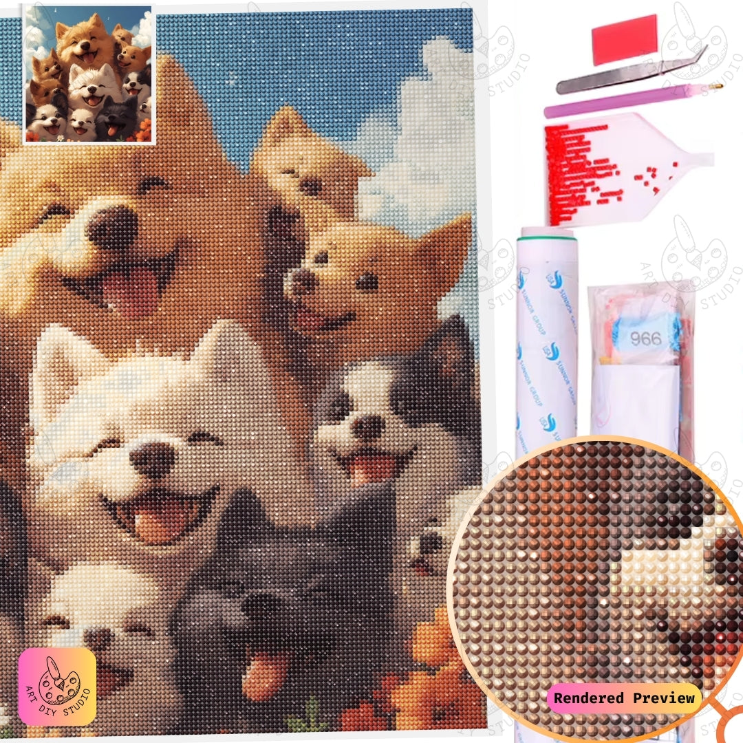 Artdiystudio Puppy Pile Of Smiles Diy Diamond Painting Kit A Joyful Craft For Dog Lovers 2