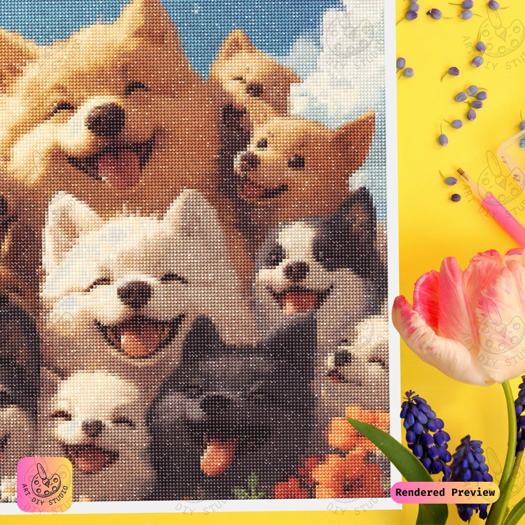 Artdiystudio Puppy Pile Of Smiles Diy Diamond Painting Kit A Joyful Craft For Dog Lovers 4