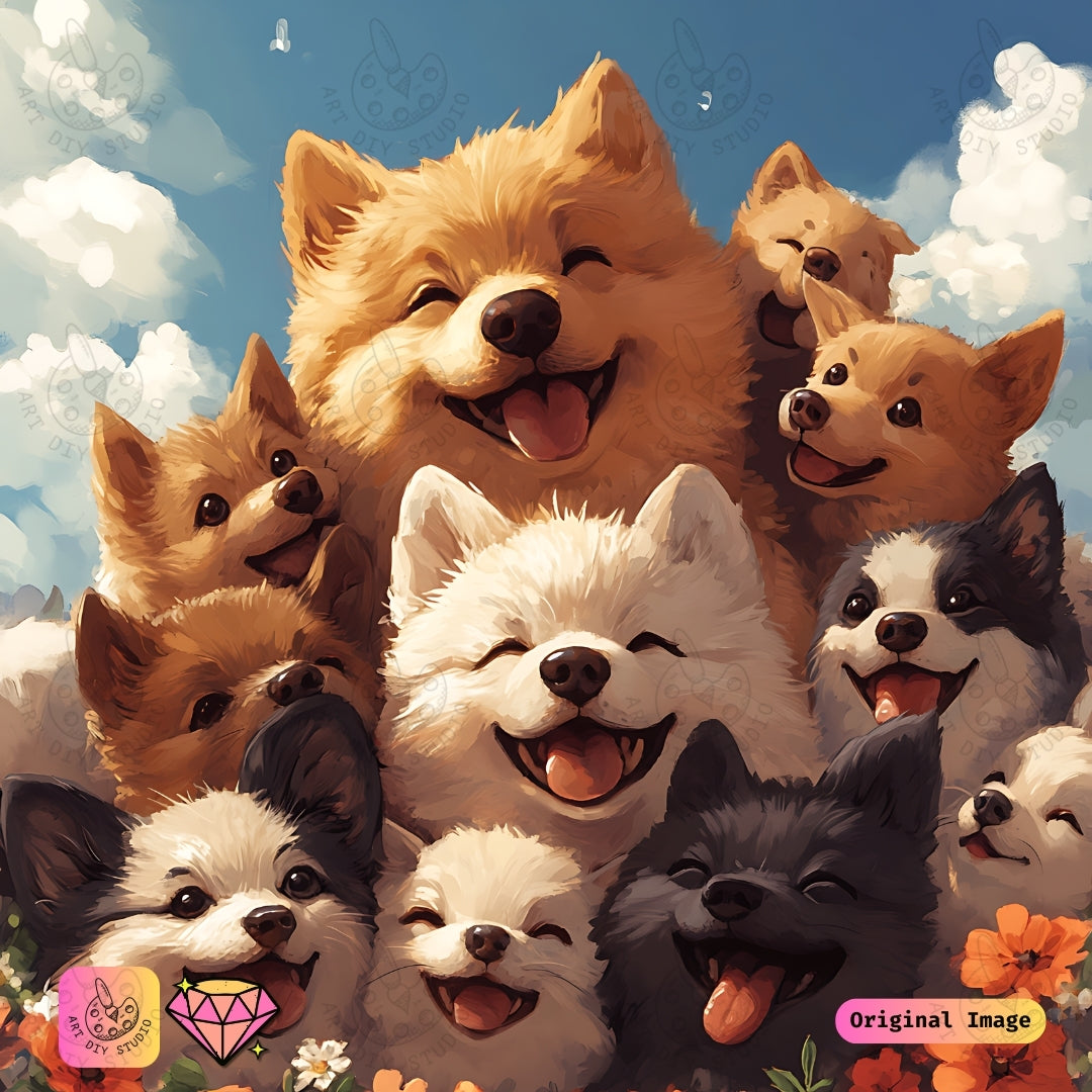 Artdiystudio Puppy Pile Of Smiles Diy Diamond Painting Kit A Joyful Craft For Dog Lovers 6