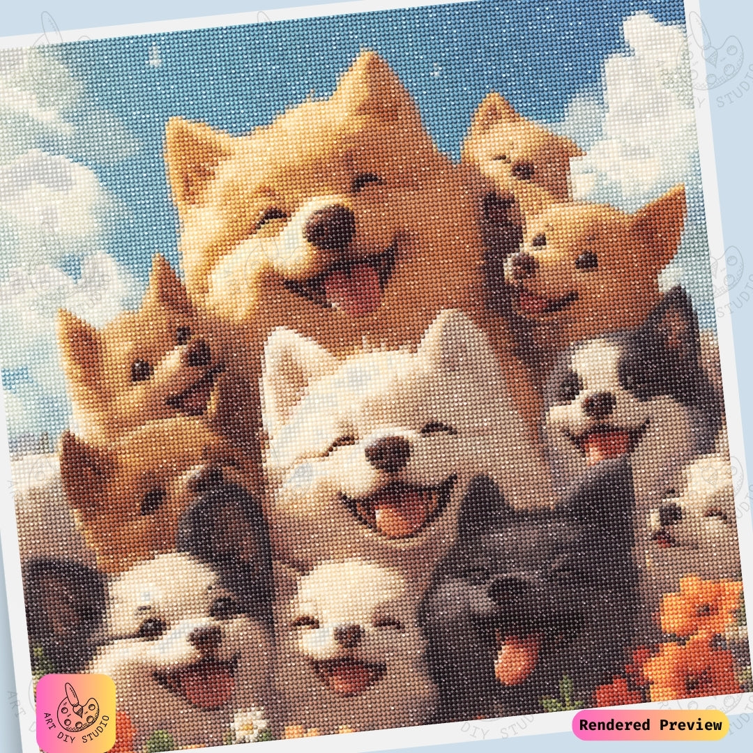 Artdiystudio Puppy Pile Of Smiles Diy Diamond Painting Kit A Joyful Craft For Dog Lovers
