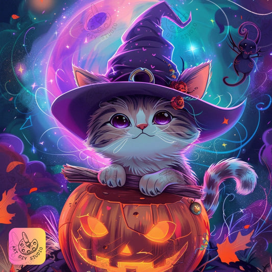 Artdiystudio Purr Fectly Bewitched Diy Diamond Painting Kit A Magical Halloween Craft 8