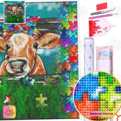 Artdiystudio Puzzle Moo Charm Diy Diamond Painting Kit A Colorful Whimsical Delight 5