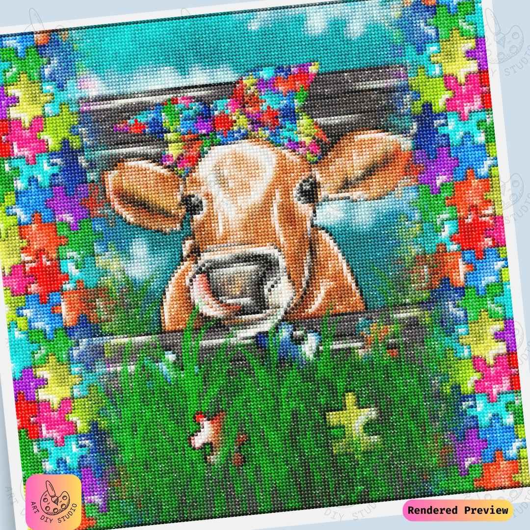 Artdiystudio Puzzle Moo Charm Diy Diamond Painting Kit A Colorful Whimsical Delight 6