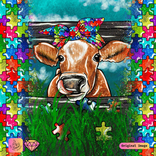 Artdiystudio Puzzle Moo Charm Diy Diamond Painting Kit A Colorful Whimsical Delight