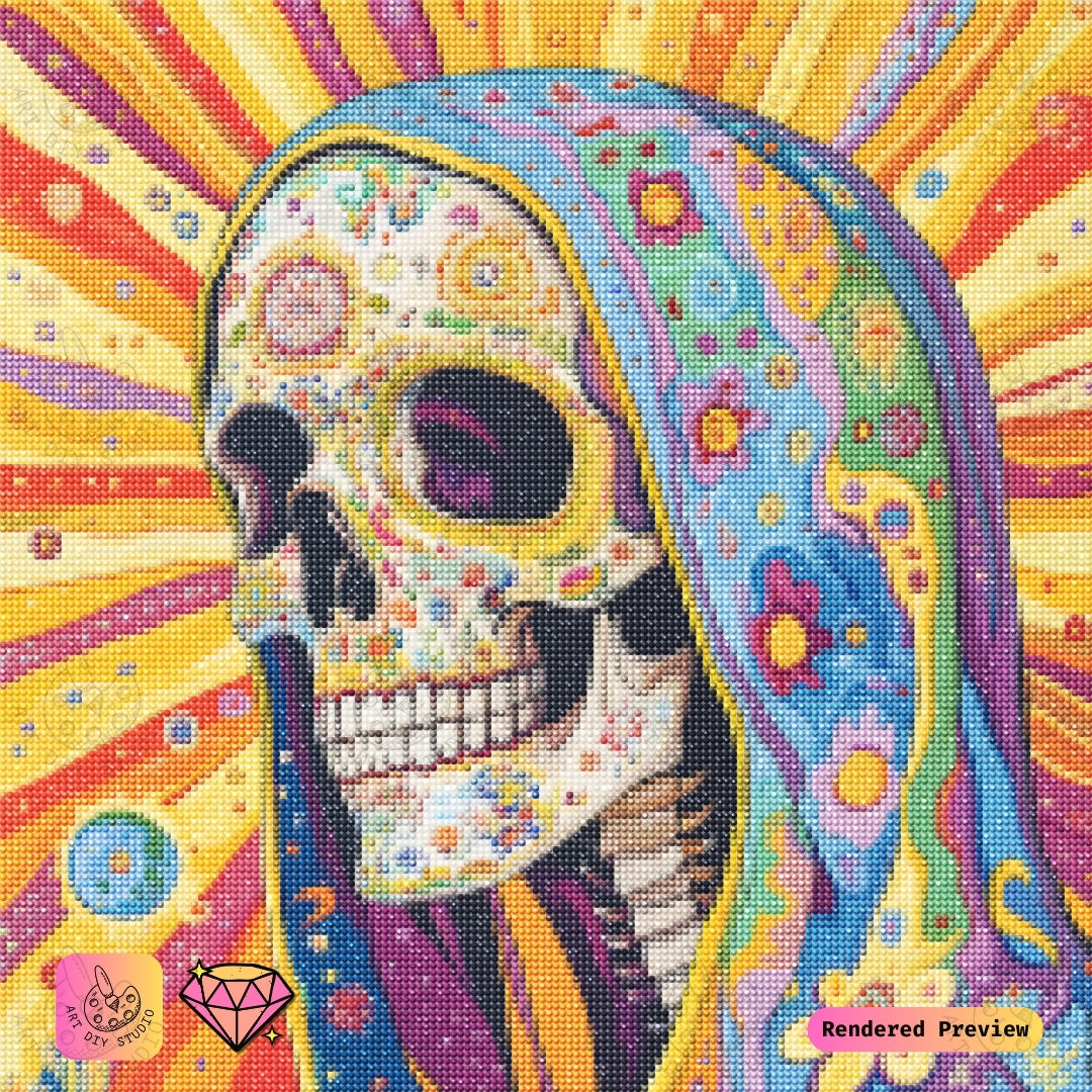 Artdiystudio Radiant Festival Skull Diy Diamond Painting Kit A Celebration Of Life And Color 2