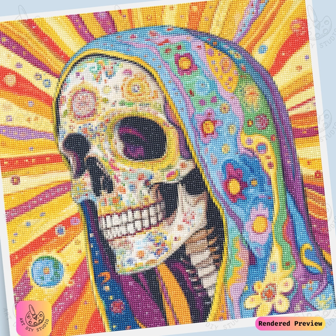 Artdiystudio Radiant Festival Skull Diy Diamond Painting Kit A Celebration Of Life And Color 6