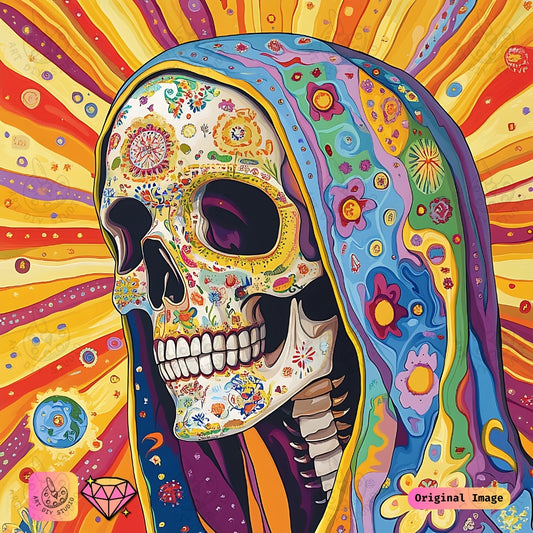 Artdiystudio Radiant Festival Skull Diy Diamond Painting Kit A Celebration Of Life And Color