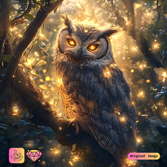 Artdiystudio Radiant Forest Owl Diy Diamond Painting Kit Natures Majestic Glow