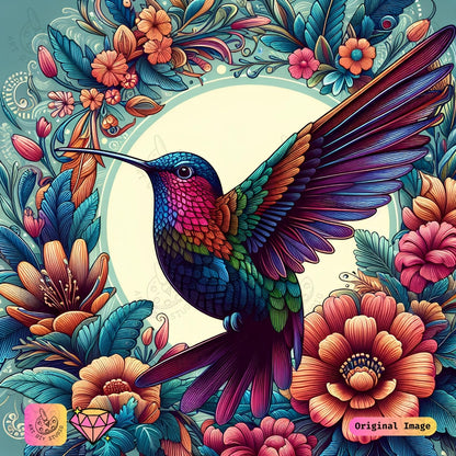 Artdiystudio Radiant Hummingbird Diy Diamond Painting Kit A Burst Of Color In Flight