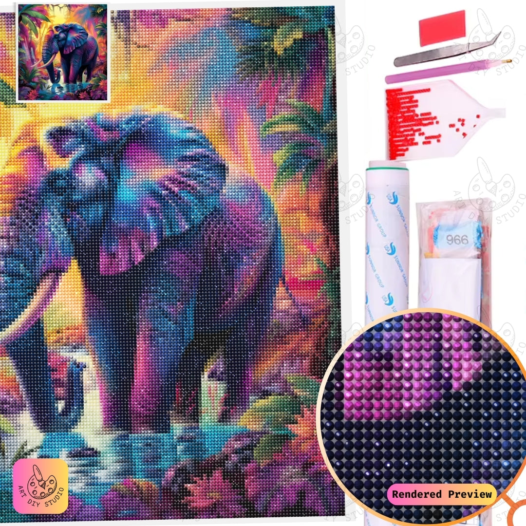 Artdiystudio Radiant Jungle Elephant Diy Diamond Painting Kit A Colorful Splendor In Art 5