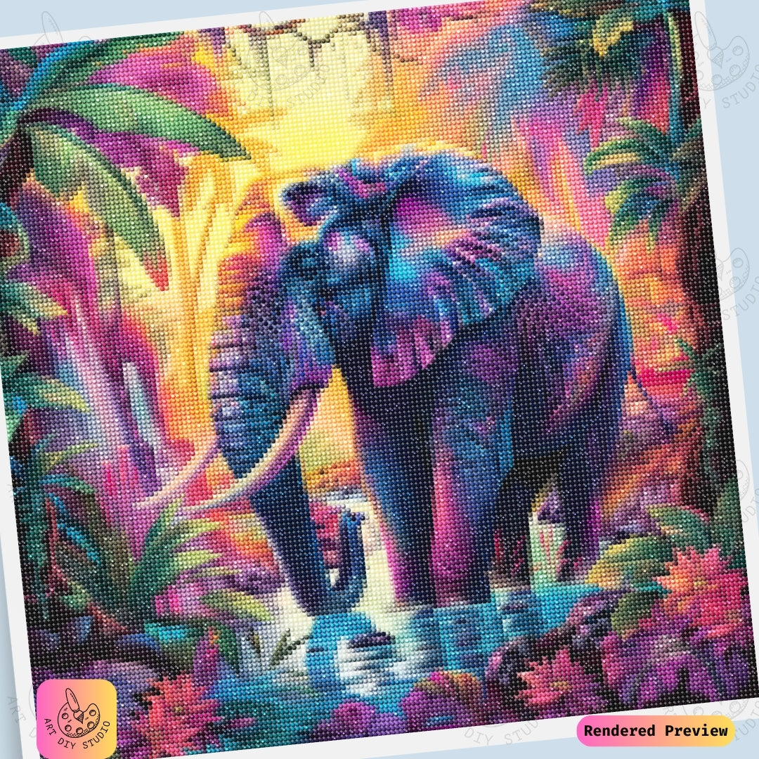 Artdiystudio Radiant Jungle Elephant Diy Diamond Painting Kit A Colorful Splendor In Art 6