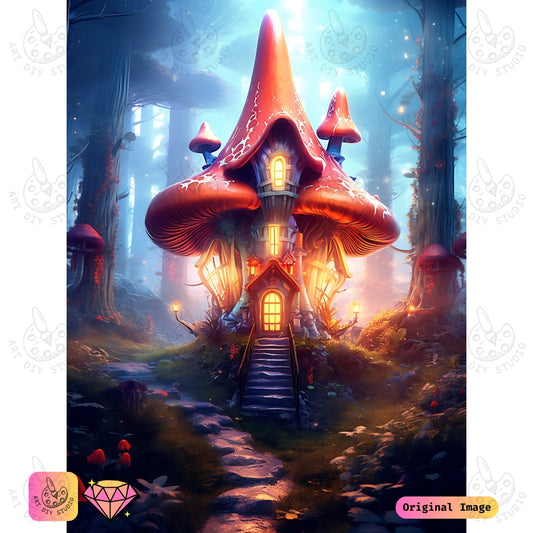 Artdiystudio Radiant Mushroom Manor Diy Diamond Painting Kit A Luminous Enchanted Journey