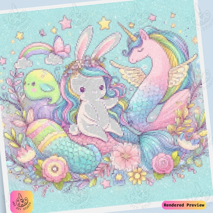 Artdiystudio Rainbow Bunny Mermaid Unicorn Diy Diamond Painting Kit A Whimsical Wonderland 6
