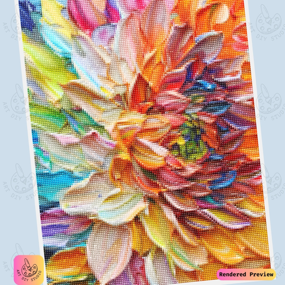 Artdiystudio Rainbow Dahlia Burst Diy Diamond Painting Kit A Radiant Explosion Of Color 6