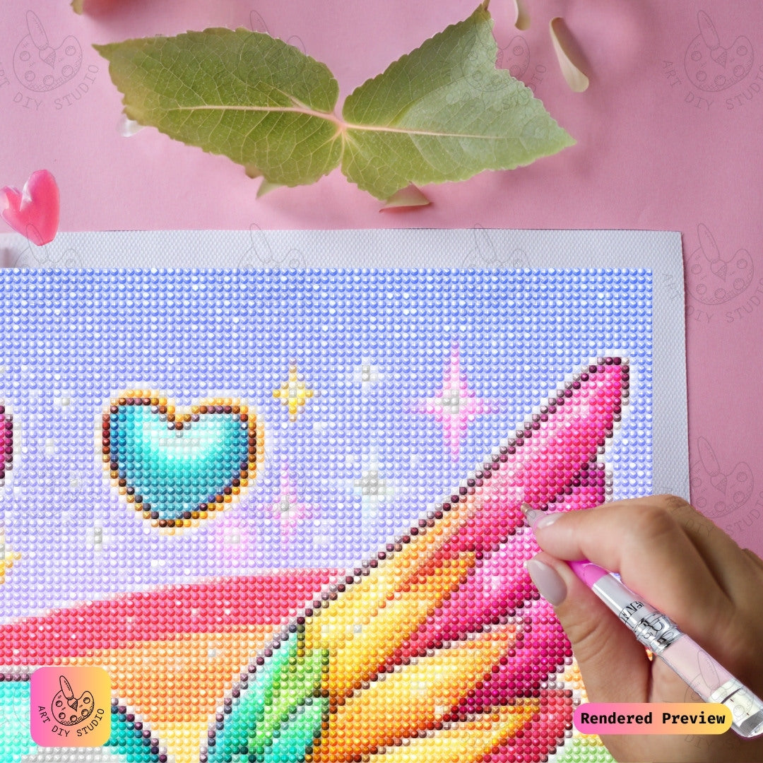 Artdiystudio Rainbow Heart Hummingbird Diy Diamond Painting Kit A Burst Of Color And Love 4