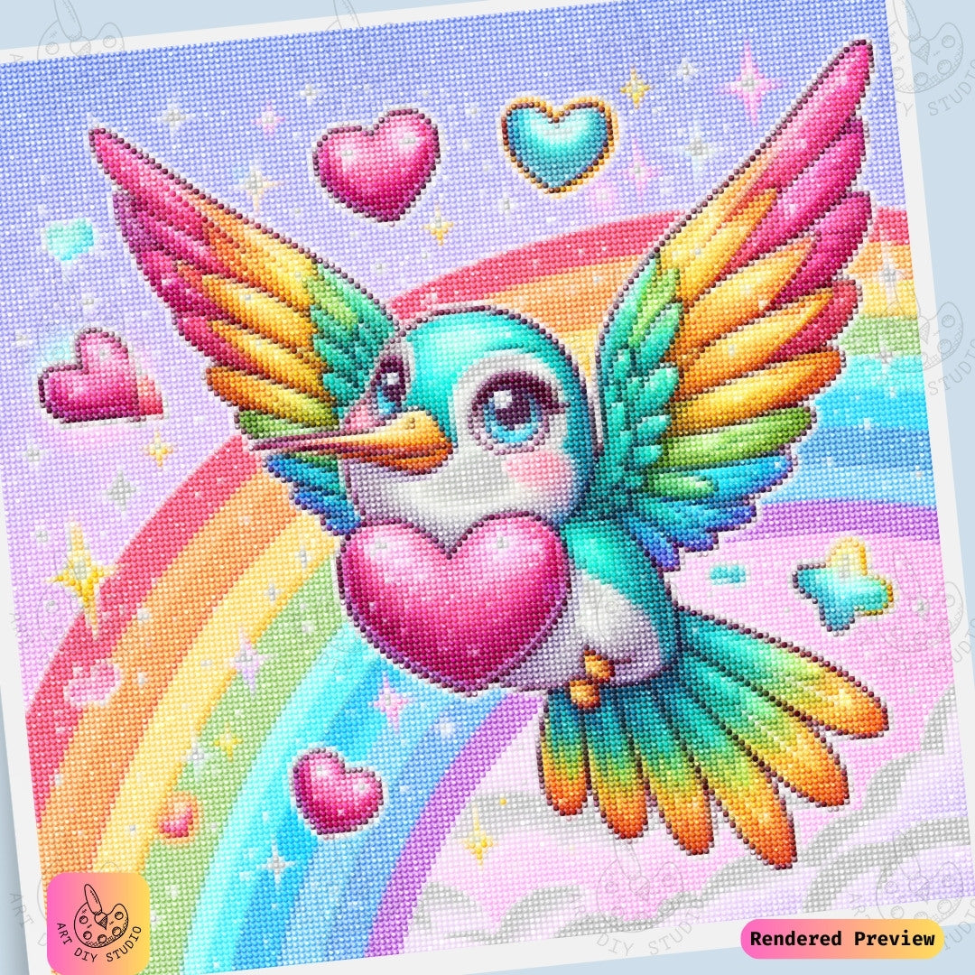 Artdiystudio Rainbow Heart Hummingbird Diy Diamond Painting Kit A Burst Of Color And Love 6