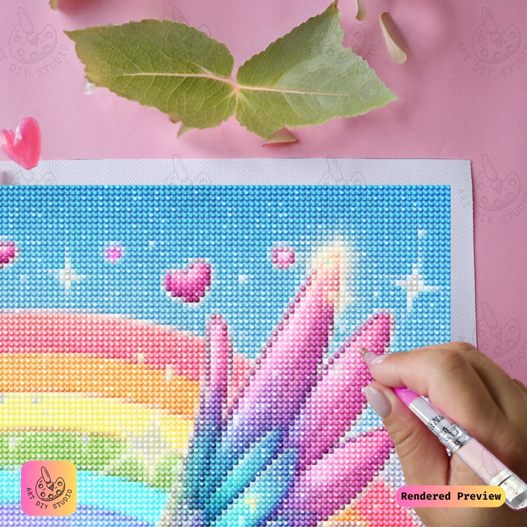 Artdiystudio Rainbow Love Hummingbird Diy Diamond Painting Kit A Flight Of Love And Color 4