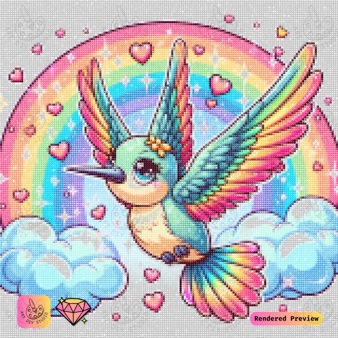 Artdiystudio Rainbow Love Hummingbird Diy Diamond Painting Kit A Rainbow Of Love In Flight 2
