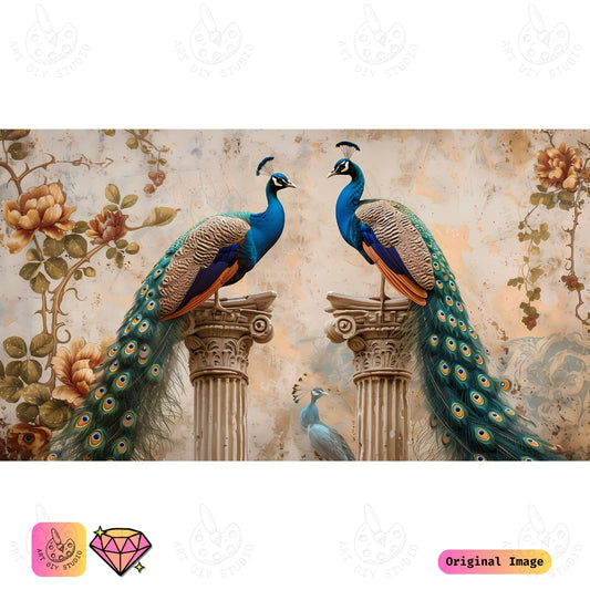 Artdiystudio Regal Peacock Duo Diy Diamond Painting Kit A Masterpiece Of Grace And Beauty 6