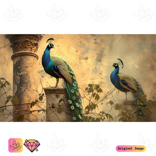 Artdiystudio Regal Peacock Perch Diy Diamond Painting Kit Craft A Masterpiece Of Timeless Beauty 6