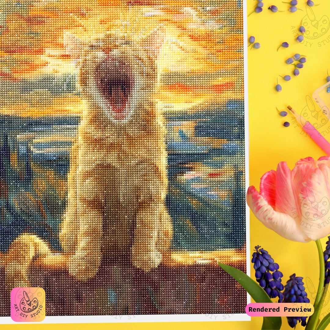 Artdiystudio Roar Of The Sun Diy Diamond Painting Kit A Fierce Cat In The Sunset 3
