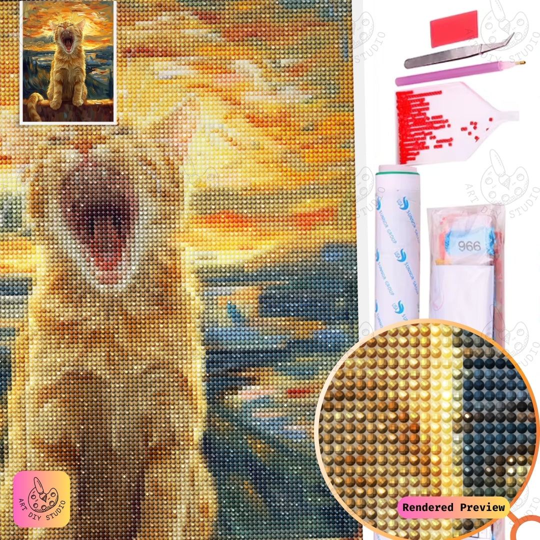 Artdiystudio Roar Of The Sun Diy Diamond Painting Kit A Fierce Cat In The Sunset 5