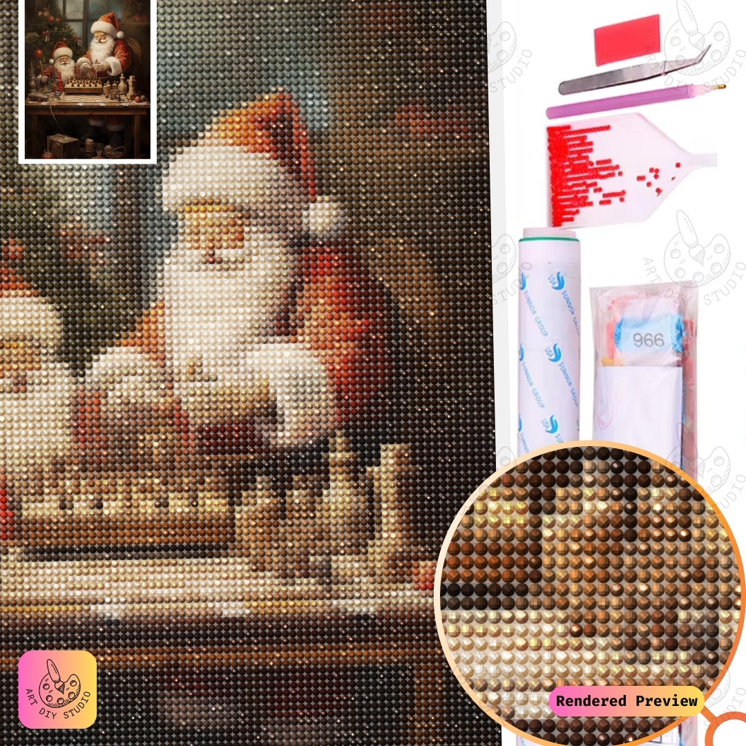 Artdiystudio Santas Christmas Chess Diy Diamond Painting Kit A Festive Holiday Game 2