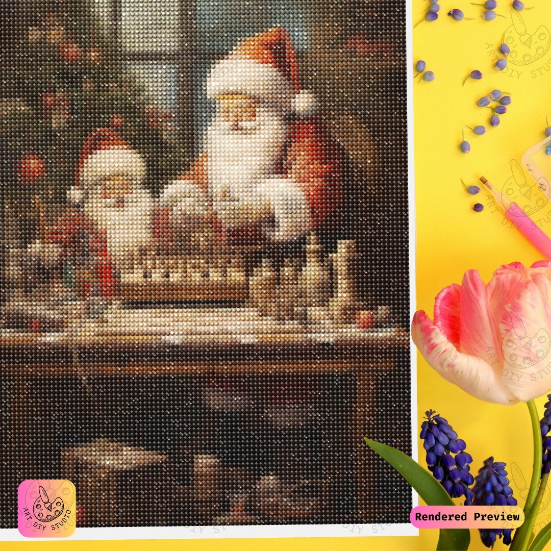 Artdiystudio Santas Christmas Chess Diy Diamond Painting Kit A Festive Holiday Game 4