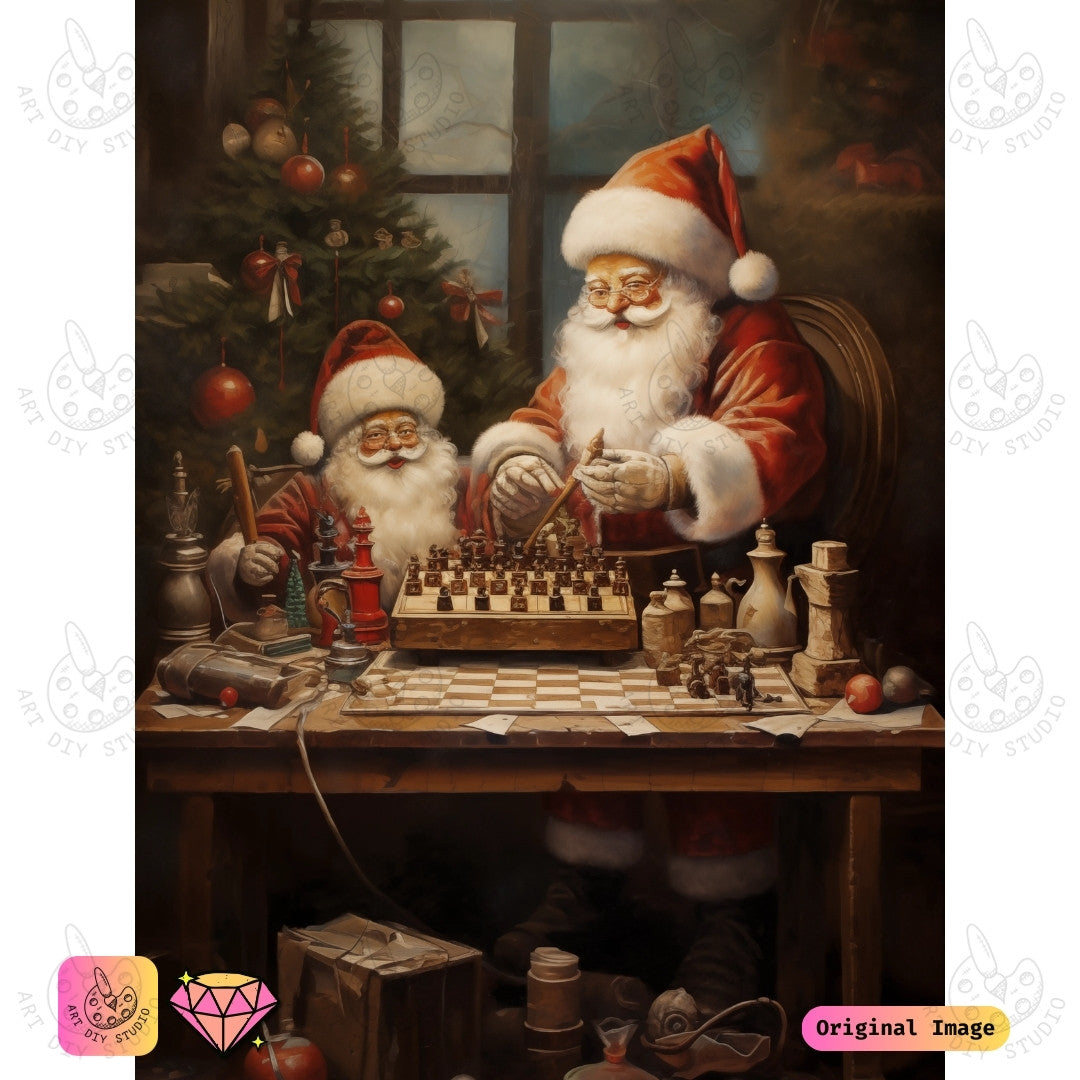 Artdiystudio Santas Christmas Chess Diy Diamond Painting Kit A Festive Holiday Game 6
