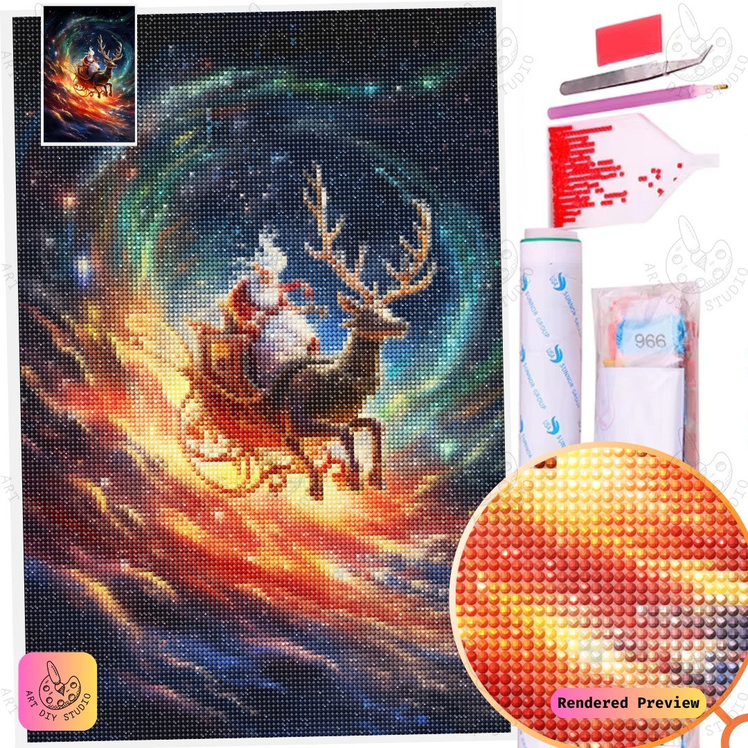 Artdiystudio Santas Cosmic Ride Diy Diamond Painting Kit A Magical Journey Through The Stars 2