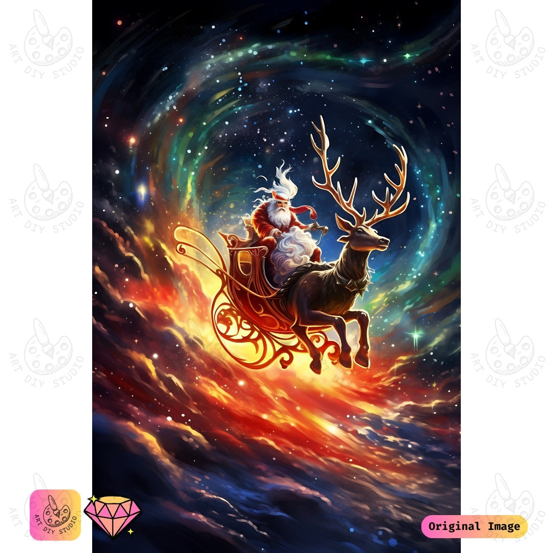 Artdiystudio Santas Cosmic Ride Diy Diamond Painting Kit A Magical Journey Through The Stars 6