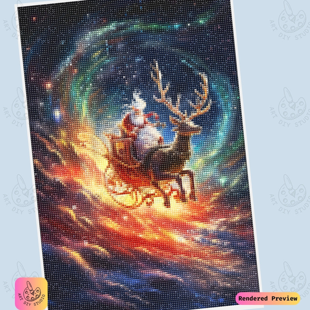 Artdiystudio Santas Cosmic Ride Diy Diamond Painting Kit A Magical Journey Through The Stars