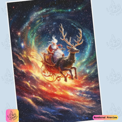 Artdiystudio Santas Cosmic Ride Diy Diamond Painting Kit A Magical Journey Through The Stars