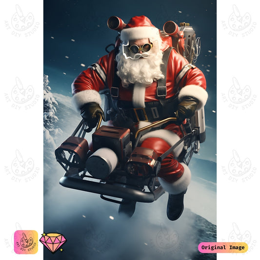 Artdiystudio Santas Jetpack Adventure Diy Diamond Painting Kit A Bold Christmas Flight 6