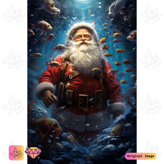 Artdiystudio Santas Underwater Expedition Diy Diamond Painting Kit A Festive Dive Into Adventure 6