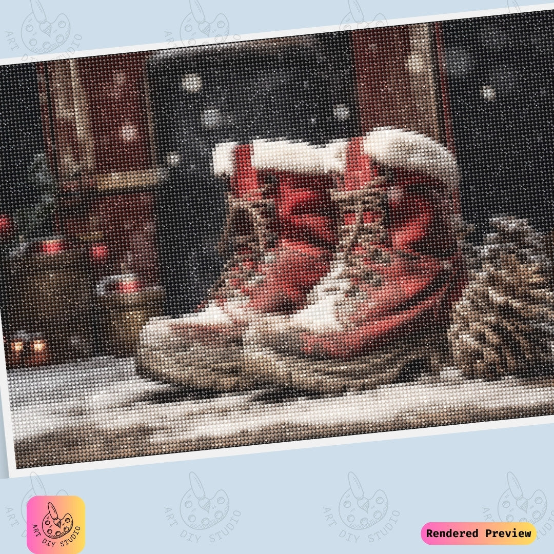Artdiystudio Santas Winter Boots Diy Diamond Painting Kit A Cozy Christmas Craft