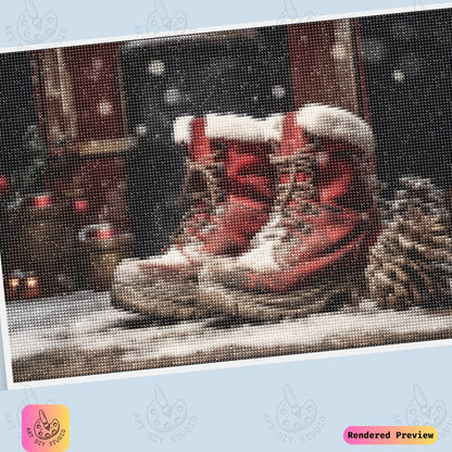 Artdiystudio Santas Winter Boots Diy Diamond Painting Kit A Cozy Christmas Craft