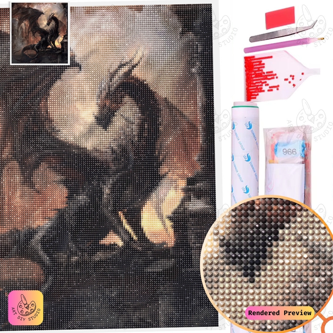 Artdiystudio Shadow Throne Guardian Diy Diamond Painting Kit A Regal Fantasy Vision 5