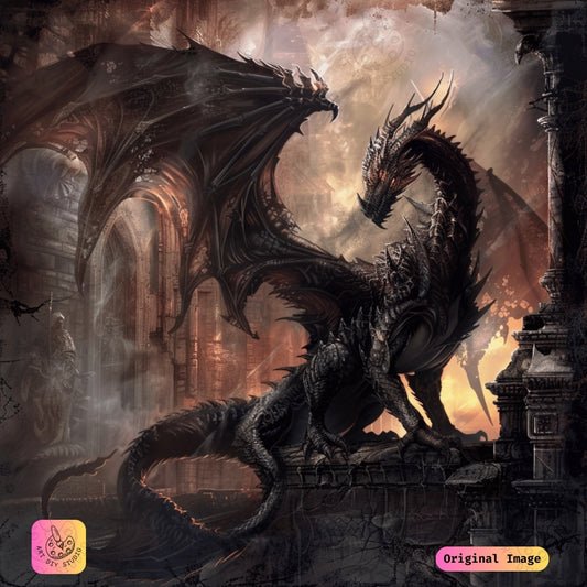 Artdiystudio Shadow Throne Guardian Diy Diamond Painting Kit A Regal Fantasy Vision
