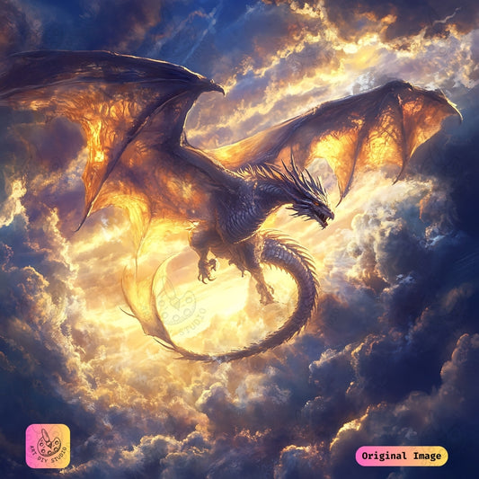 Artdiystudio Skybound Radiance Dragon Diy Diamond Painting Kit A Majestic Fantasy Creation