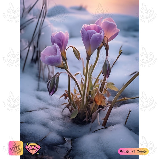 Artdiystudio Snow Kissed Blossoms Diy Diamond Painting Kit A Tale Of Resilience And Grace