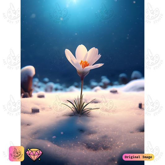 Artdiystudio Snowflower Serenity Diy Diamond Painting Kit A Symbol Of Resilience And Beauty