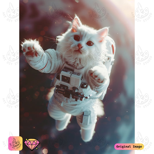 Artdiystudio Space Explorer Paws Diy Diamond Painting Kit A Cosmic Cat In Space