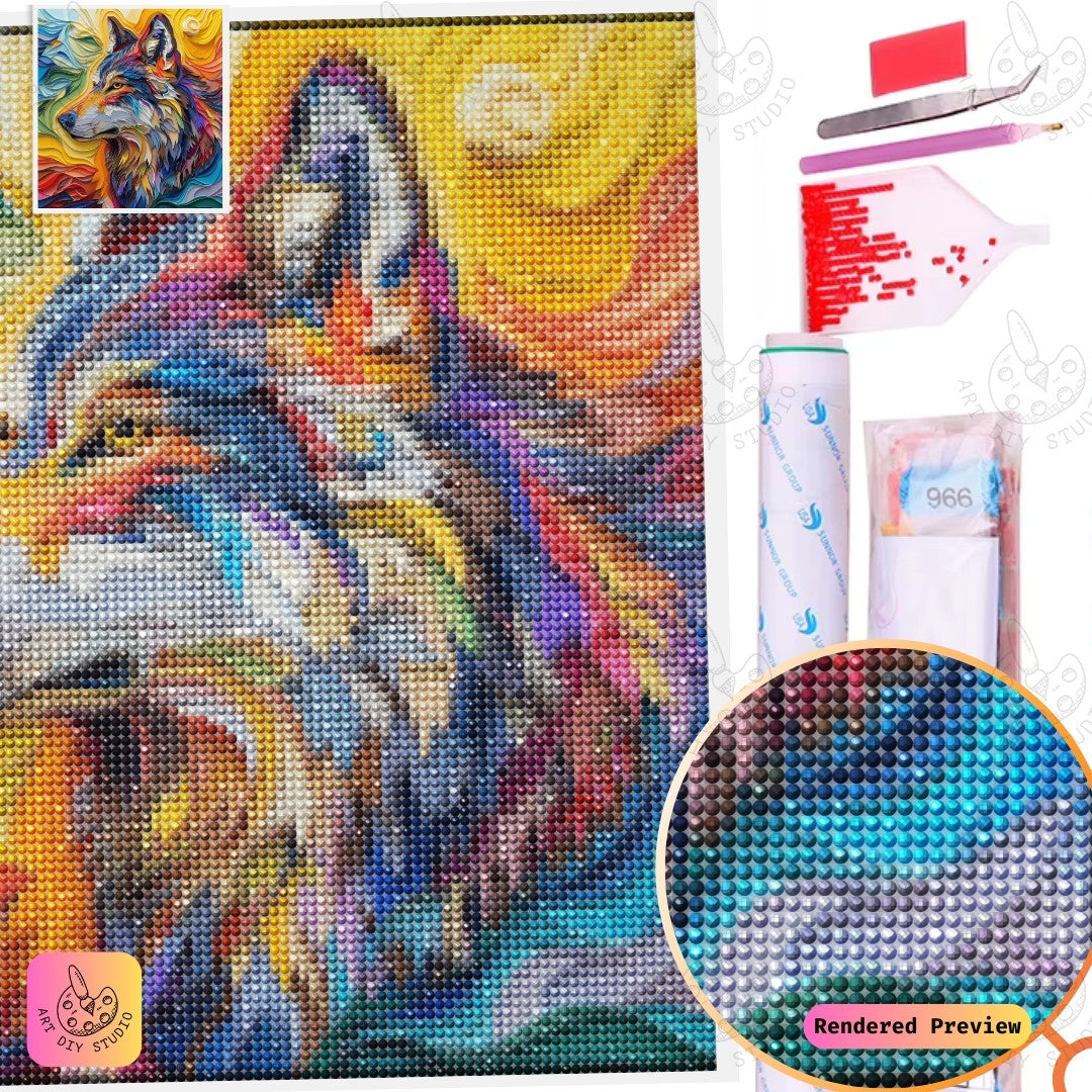 Artdiystudio Spectrum Wolf Harmony Diy Diamond Painting Kit A Flowing Masterpiece Of Color 5