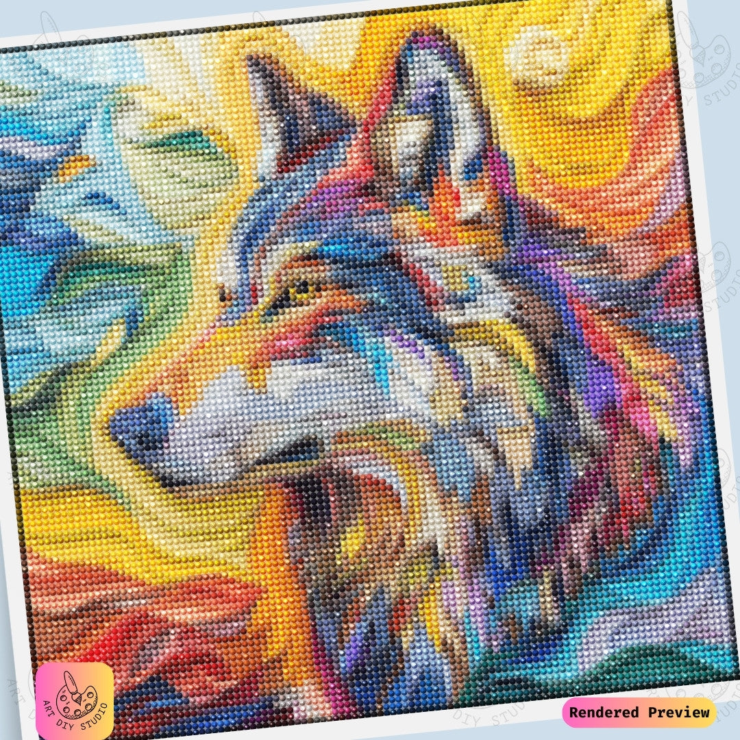 Artdiystudio Spectrum Wolf Harmony Diy Diamond Painting Kit A Flowing Masterpiece Of Color 6
