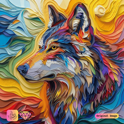 Artdiystudio Spectrum Wolf Harmony Diy Diamond Painting Kit A Flowing Masterpiece Of Color