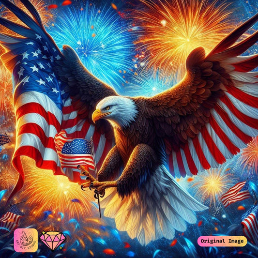 Artdiystudio Spirit Of Independence Eagle Diy Diamond Painting Kit A Vibrant Tribute To Freedom 6